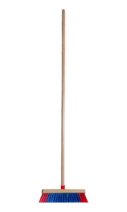 Broom Wooden - Two Colour Flagged -Red